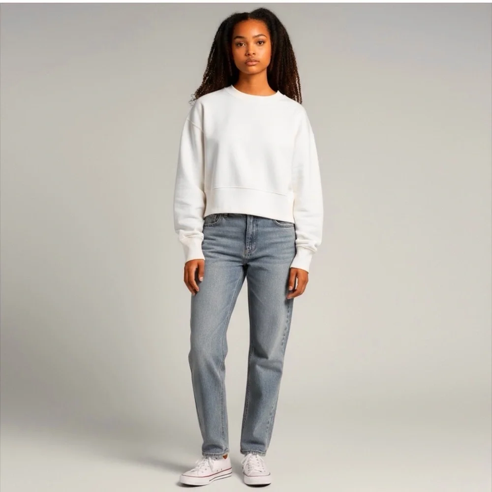 Wild Fable Ivory Cropped Pullover Sweater Size S off white - Picture 3 of 5